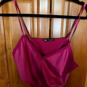 Zara Women's Fuchsia Crop Camisole Top